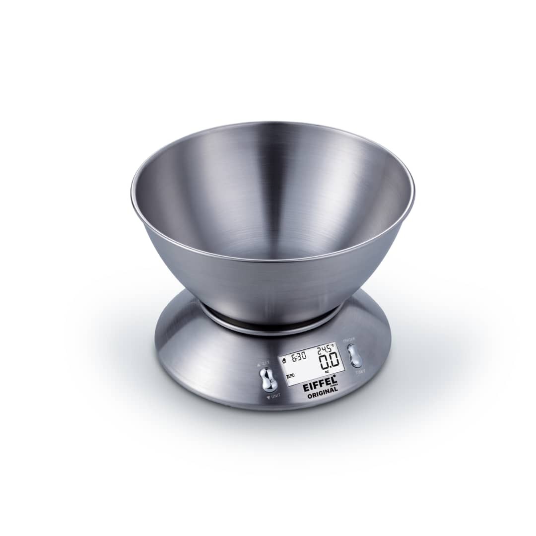 ترازوی آشپزخانه ایفل دارای نمایشگر LCD قابل تبدیل وزن به اونس گرم حداکثر ظرفیت 5 کیلوگرم